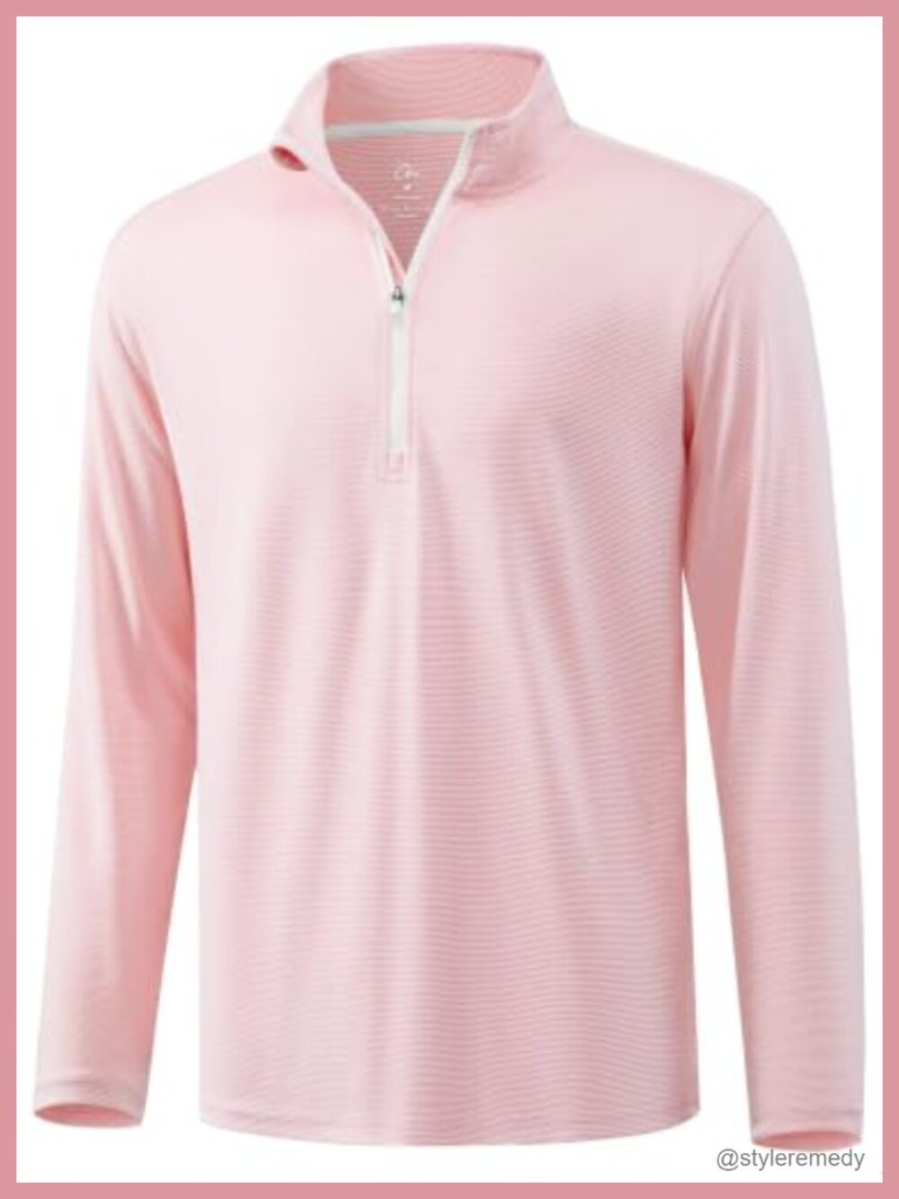 Striped Golf Quarter Zip Pullover Lightweight Mock Neck Long Sleeve